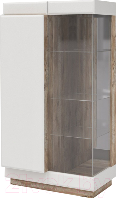 Шкаф с витриной Мебель-КМК Роксет 1 0554.3 левый (дуб юккон/белый глянцевый)