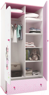 Шкаф Polini Kids Disney baby Минни Маус-Фея двухсекционный (белый/розовый)