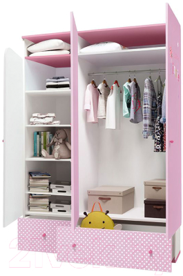 Шкаф Polini Kids Disney baby Минни Маус-Фея трехсекционный (белый/розовый)