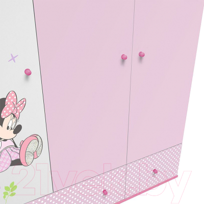 Шкаф Polini Kids Disney baby Минни Маус-Фея трехсекционный (белый/розовый)