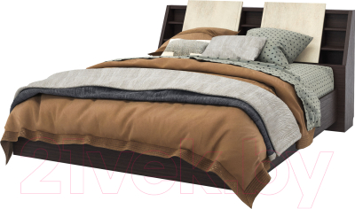Двуспальная кровать Мебель-КМК 1600 Нирвана 0555.9 (дуб кентерберри т./камень серый)