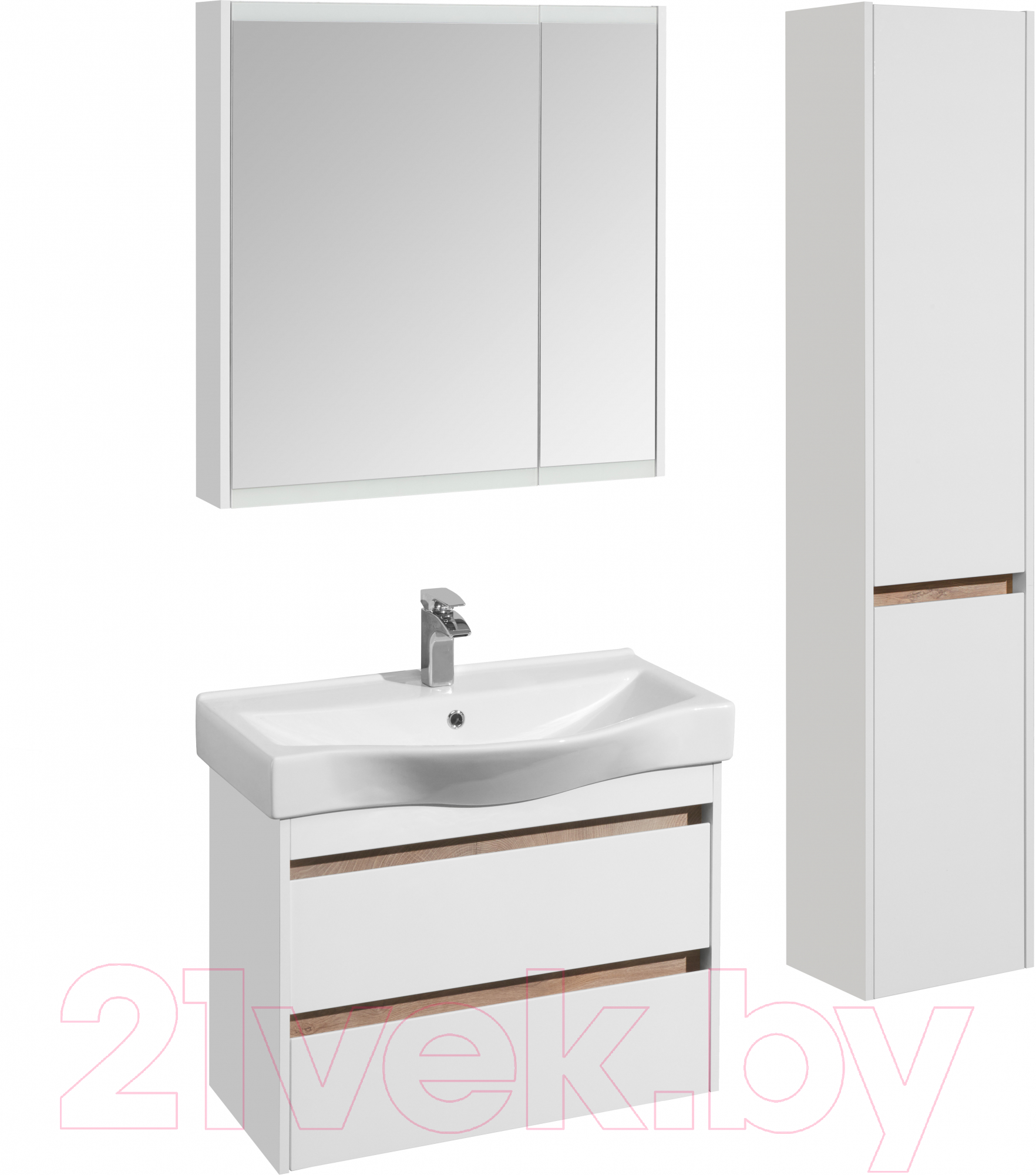 Шкаф с зеркалом для ванной Акватон Нортон 80