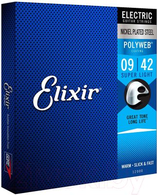 Струны для электрогитары Elixir Strings Super Light 12000 Polyweb 9-42