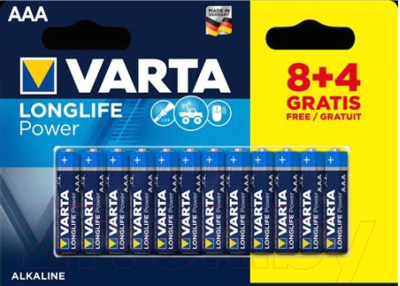 Комплект батареек Varta Longlife Power AAA 1.5V LR03 / 04903121472 (12шт)