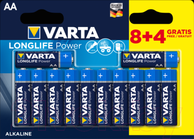 Комплект батареек Varta Longlife Power AA 1.5V LR6 / 04906121472 (12шт)