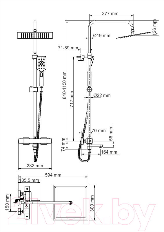 Душевая система Wasserkraft Thermo A19901