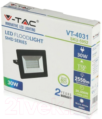 Прожектор V-TAC 30W 2550 LM 4000K / SKU-5953 (черный)