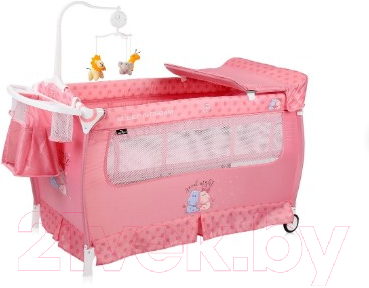 Кровать-манеж Lorelli Sleep N Dream Rocker Pink Hippo / 10080342076