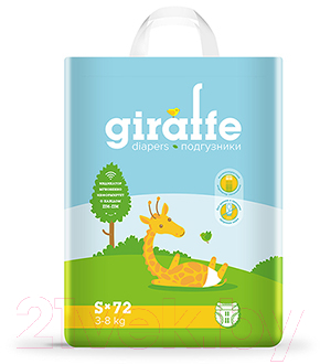 

Подгузники детские Lovular, Giraffe S 3-8кг / 429193