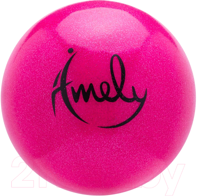 Мяч для художественной гимнастики Amely AGB-203 (19см, розовый/блестки)