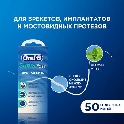 Зубная нить Oral-B Super Floss (50м)