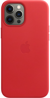 Чехол-накладка Apple Leather Case With MagSafe для iPhone 12 ProMax Product Red/MHKJ3