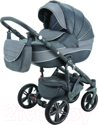 Детская универсальная коляска Adamex Avanti 2 в 1 (X6/темно-серый/серое плетение)