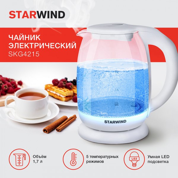 Электрочайник StarWind SKG4215 (белый)