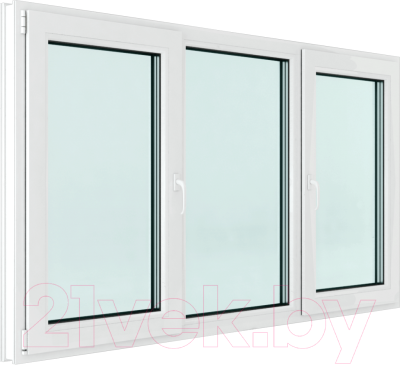 Окно ПВХ Brusbox Roto Поворотно-откидное 2 створки по краям 3 стекла (1400x2100x70)