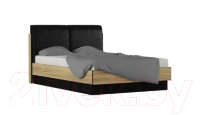 Полуторная кровать Ивару Лофт 14.1 с ПМ 140x200 (дуб крафт золотой/черный)