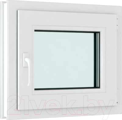 Окно ПВХ Brusbox Roto Одностворчатое Поворотно-откидное правое 3 стекла (700x700x70)