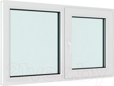 Окно ПВХ Brusbox Roto Двухстворчатое Поворотно-откидное правое 3 стекла (1000x1400x70)