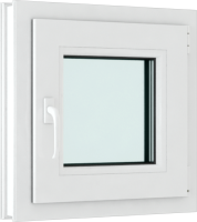 Окно ПВХ Brusbox Roto Одностворчатое Поворотно-откидное правое 2 стекла (600x600x60) - 