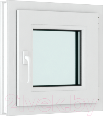 Окно ПВХ Brusbox Roto Одностворчатое Поворотно-откидное правое 2 стекла (600x600x60)