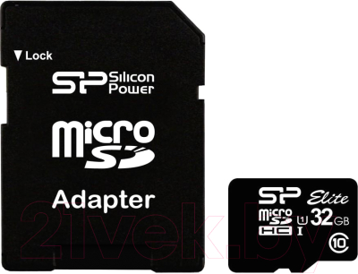 Карта памяти Silicon Power microSDHC (Class 10) 32GB + адаптер (SP032GBSTHBU1V10-SP)