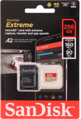 Карта памяти SanDisk Extreme 256GB + адаптер Extreme (SDSQXA1-256G-GN6MA)
