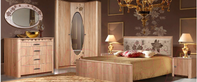 Двуспальная кровать Мебель-КМК Венеция 0414.2-01 (дуб сонома)