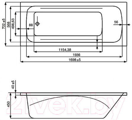 Ванна акриловая Roca Line 170x70 / ZRU9302924