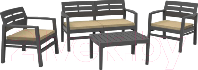 Комплект садовой мебели Ipae Progarden Java Set / JAV04CCA (антрацит)