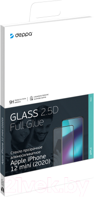 Защитное стекло для телефона Deppa Protective Glass 2.5D Classic Full Glue для iPhone 12 Mini