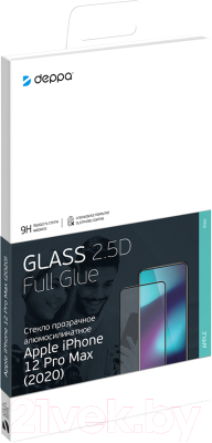 Защитное стекло для телефона Deppa Protective Glass 2.5D Classic Full Glue для iPhone 12 Pro Max