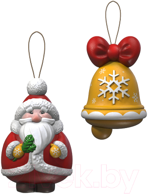 Набор для творчества Lori 3D Art. Роспись елочных игрушек. Дед Мороз и колокольчик / Ир-01