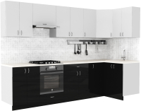 Готовая кухня S-Company Клео глосc 1.2x3.0 правая (черный глянец/белый глянец) - 