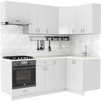 Кухонный гарнитур S-Company Клео глосc 1.2x2.1 правая (белый глянец/белый глянец) - 