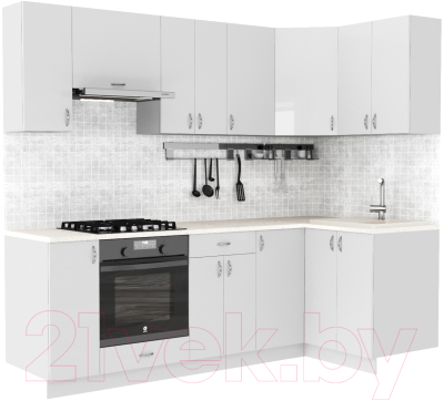 Готовая кухня S-Company Клео глоcс 1.2x2.4 правая (белый глянец/белый глянец)