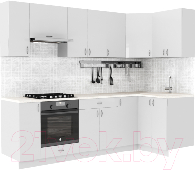 Готовая кухня S-Company Клео глоcс 1.2x2.6 правая (белый глянец/белый глянец)