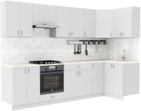 Кухонный гарнитур S-Company Клео глосc 1.2x2.9 правая (белый глянец/белый глянец) - 