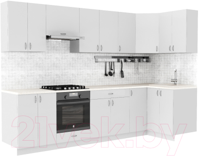 Готовая кухня S-Company Клео глосc 1.2x2.9 правая (белый глянец/белый глянец)