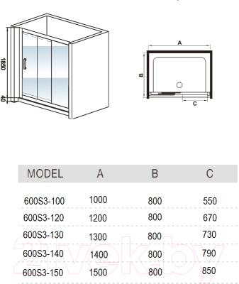 Душевая дверь WeltWasser WW600 600S3-120 R