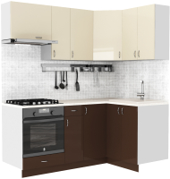 Готовая кухня S-Company Клео глоcс 1.2x1.9 правая (коричневый глянец/ваниль глянец) - 