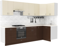 Кухонный гарнитур S-Company Клео глосc 1.2x3.0 правая (коричневый глянец/ваниль глянец) - 