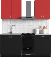 Кухонный гарнитур S-Company Клео колор 1.4 (черный/красный) - 