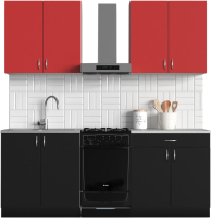 Кухонный гарнитур S-Company Клео колор 1.6 (черный/красный) - 