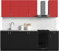 Кухонный гарнитур S-Company Клео колор 2.0 (черный/красный) - 