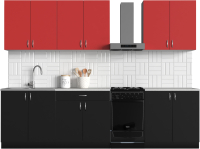 Кухонный гарнитур S-Company Клео колор 2.4 (черный/красный) - 