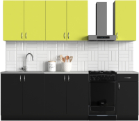 Кухонный гарнитур S-Company Клео колор 2.0 (черный/лайм) - 