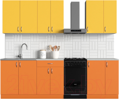 Кухонный гарнитур S-Company Клео колор 2.1 (оранжевый/желтый)