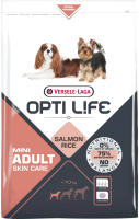Сухой корм для собак Opti Life Adult Skin Care Mini с лососем и рисом / 431149 (7.5кг) - 