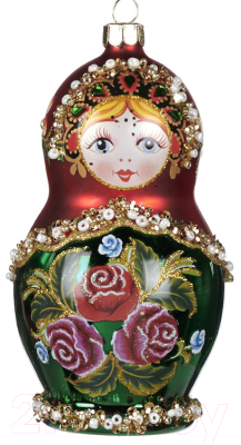 

Елочная игрушка Goodwill, Зеленый;красный;с рисунком, Матрешка / YA 92211-2