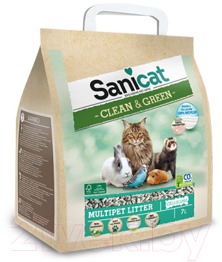 

Наполнитель для туалета Sanicat, Clean&Green Cellu